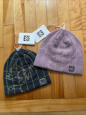 66° North Women's Pink & Grey Knit Beanie (x2)  - Lightweight warm Hats